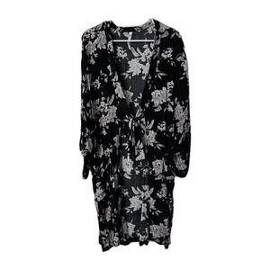 Spiritual Gangster Maya Kimono Top Shirt Black Floral One Size